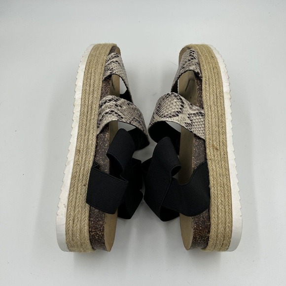 Soho Elite Sandals Womens Size 10 Faux‎ Snake Strappy Espadrille Platform Cork - Picture 8 of 11